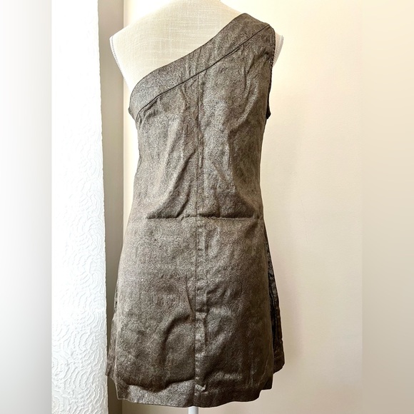 Renee C. Tunic Dress one shoulder Shimmery Brown Embossed Material XL - Picture 4 of 7